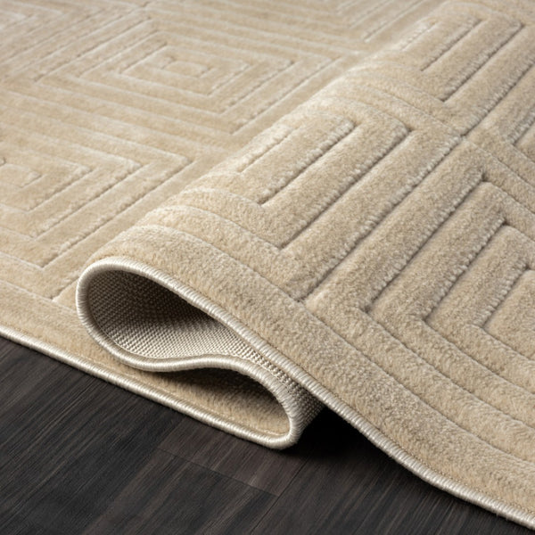 HomeRoots 8' Modern Ivory Geometric Area Rug - Durable, Stain-Resistant Design for Stylish Living Spaces 8' X 10' 534040