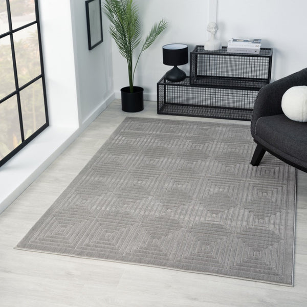 HomeRoots 8' Modern Ivory Geometric Area Rug - Durable, Stain-Resistant Design for Stylish Living Spaces 8' X 10' 534042