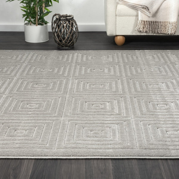HomeRoots 8' Modern Ivory Geometric Area Rug - Durable, Stain-Resistant Design for Stylish Living Spaces 8' X 10' 534042