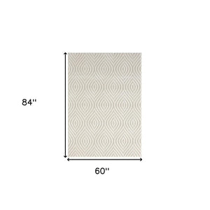 Homeroots 5' X 7' Ivory Trellis Area Rug Ivory Polypropylene 534043