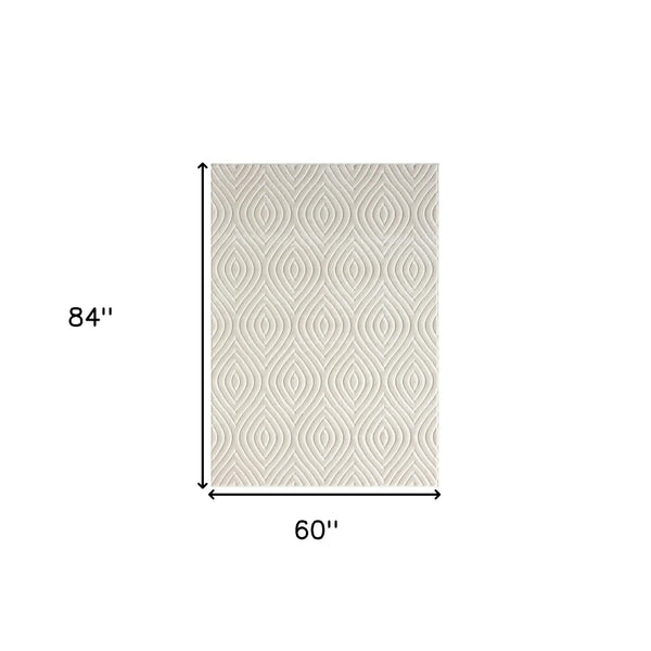 Homeroots 5' X 7' Ivory Trellis Area Rug Ivory Polypropylene 534043