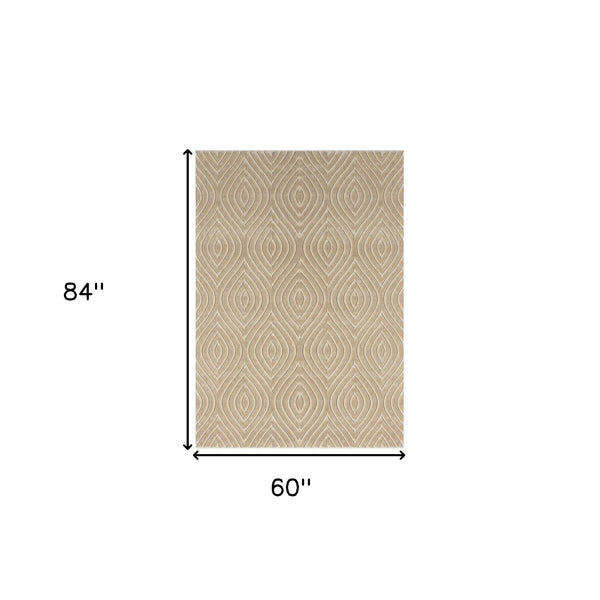 Homeroots 5' X 7' Beige Trellis Area Rug Beige Polypropylene 534045