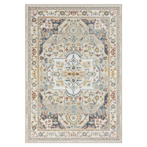 Homeroots 8' X 10' Ivory Abstract Area Rug Ivory And Blue Polypropylene 534060