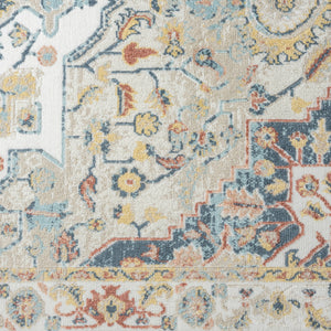 Homeroots 8' X 10' Ivory Abstract Area Rug Ivory And Blue Polypropylene 534060