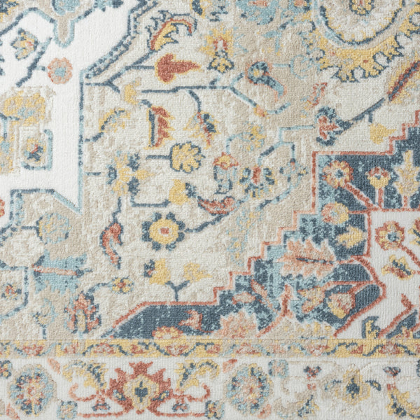 Homeroots 8' X 10' Ivory Abstract Area Rug Ivory And Blue Polypropylene 534060