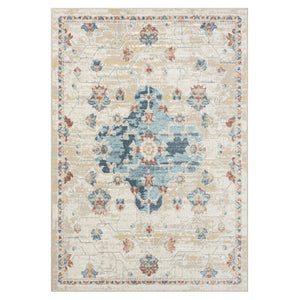 Homeroots 8' X 10' Ivory Medallion Area Rug Ivory And Blue Polypropylene 534080