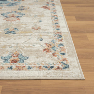 Homeroots 8' X 10' Ivory Medallion Area Rug Ivory And Blue Polypropylene 534080