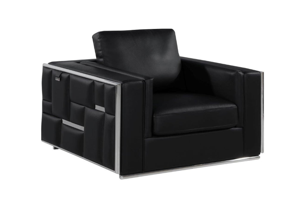 HomeRoots 47" Top Grain Leather Club Chair - Modern Elegance for Living Rooms, Offices, and Reception Areas BLACK 534088