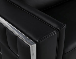 Homeroots 47" Black And Silver Metallic Top Grain Leather Club Chair Black  534088