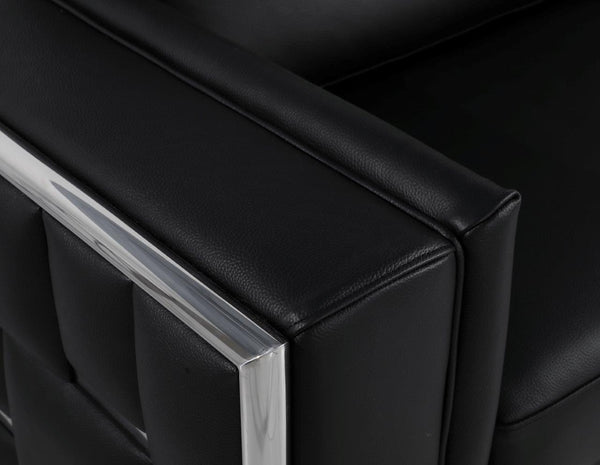 Homeroots 47" Black And Silver Metallic Top Grain Leather Club Chair Black  534088