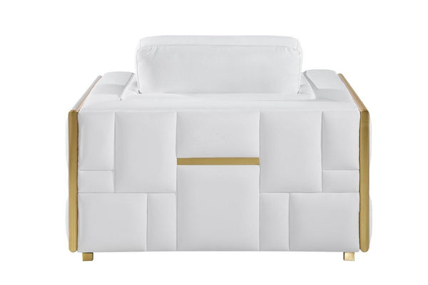 Homeroots 47" White And Gold Top Grain Leather Club Chair White  534089