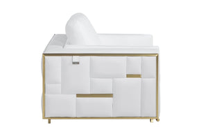 Homeroots 47" White And Gold Top Grain Leather Club Chair White  534089