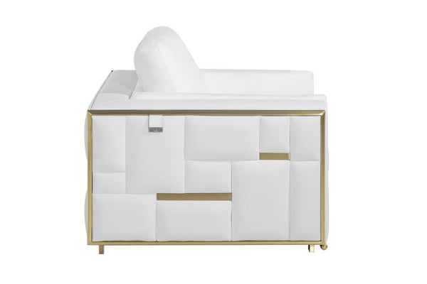 Homeroots 47" White And Gold Top Grain Leather Club Chair White  534089