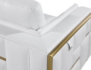 Homeroots 47" White And Gold Top Grain Leather Club Chair White  534089