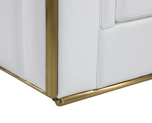 Homeroots 47" White And Gold Top Grain Leather Club Chair White  534089