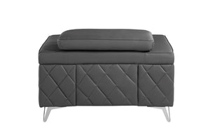 Homeroots 42" Gray And Silver Metallic Top Grain Leather Club Chair Dark Grey  534091