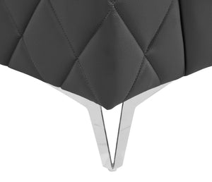 Homeroots 42" Gray And Silver Metallic Top Grain Leather Club Chair Dark Grey  534091