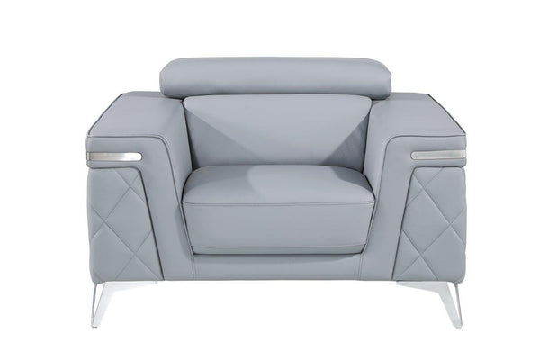 Homeroots 42" Light Gray And Silver Top Grain Leather Club Chair Light Grey  534092