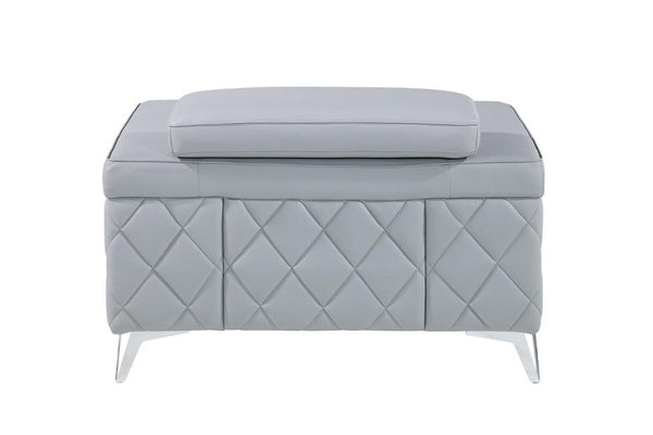 Homeroots 42" Light Gray And Silver Top Grain Leather Club Chair Light Grey  534092