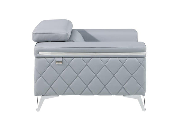 Homeroots 42" Light Gray And Silver Top Grain Leather Club Chair Light Grey  534092