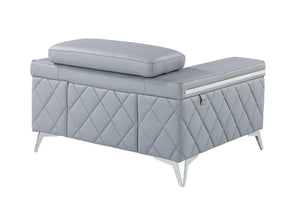 Homeroots 42" Light Gray And Silver Top Grain Leather Club Chair Light Grey  534092