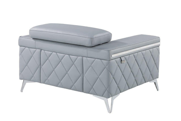 Homeroots 42" Light Gray And Silver Top Grain Leather Club Chair Light Grey  534092