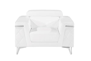 Homeroots 42" Silver Metallic Arm Chair White  534093