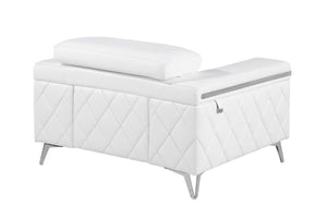 Homeroots 42" Silver Metallic Arm Chair White  534093