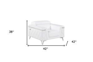 Homeroots 42" Silver Metallic Arm Chair White  534093