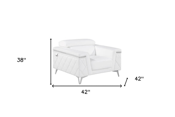 Homeroots 42" Silver Metallic Arm Chair White  534093
