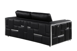 HomeRoots 69" Faux Leather Love Seat - Contemporary Comfort with Pillow-Top Arms for Modern Living Spaces BLACK 534094