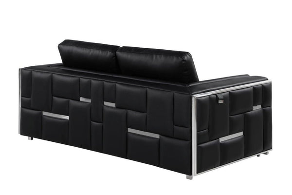 HomeRoots 69" Faux Leather Love Seat - Contemporary Comfort with Pillow-Top Arms for Modern Living Spaces BLACK 534094