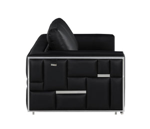 HomeRoots 69" Faux Leather Love Seat - Contemporary Comfort with Pillow-Top Arms for Modern Living Spaces BLACK 534094