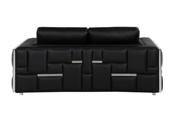 HomeRoots 69" Faux Leather Love Seat - Contemporary Comfort with Pillow-Top Arms for Modern Living Spaces BLACK 534094