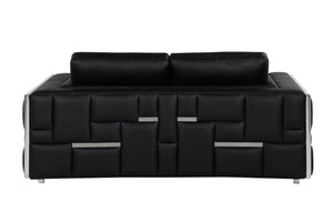 HomeRoots 69" Faux Leather Love Seat - Contemporary Comfort with Pillow-Top Arms for Modern Living Spaces BLACK 534094