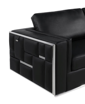 HomeRoots 69" Faux Leather Love Seat - Contemporary Comfort with Pillow-Top Arms for Modern Living Spaces BLACK 534094