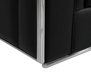 Homeroots 73" Black And Silver Metallic Top Grain Leather Loveseat Black  534094