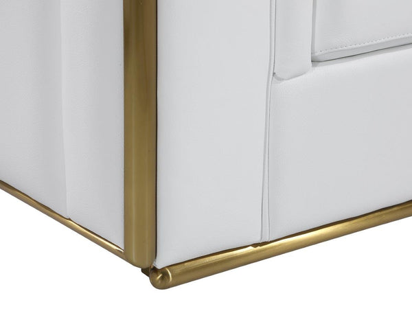 Homeroots 73" White And Silver Metallic Top Grain Leather Loveseat White  534095