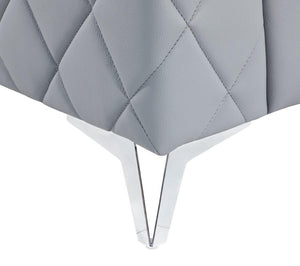 Homeroots 70" Light Blue And Silver Metallic Top Grain Leather Loveseat Light Grey  534097