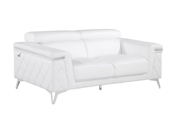 HomeRoots 69" Faux Leather Love Seat - Contemporary Comfort with Pillow-Top Arms for Modern Living Spaces WHITE 534098