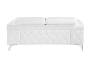 Homeroots 70" White And Silver Metallic Top Grain Leather Loveseat White  534098