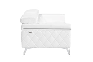 Homeroots 70" White And Silver Metallic Top Grain Leather Loveseat White  534098