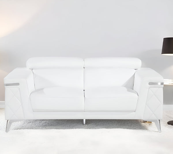 HomeRoots 69" Faux Leather Love Seat - Contemporary Comfort with Pillow-Top Arms for Modern Living Spaces WHITE 534098