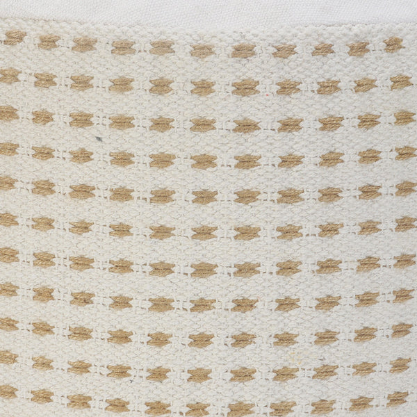 Homeroots 18" White Jute Round Geometric Pouf Ottoman   534099