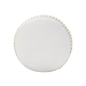 Homeroots 18" White Jute Round Geometric Pouf Ottoman   534099