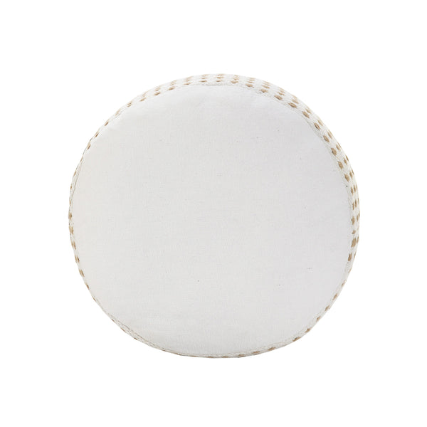 Homeroots 18" White Jute Round Geometric Pouf Ottoman   534099