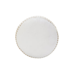 Homeroots 18" White Jute Round Geometric Pouf Ottoman   534099