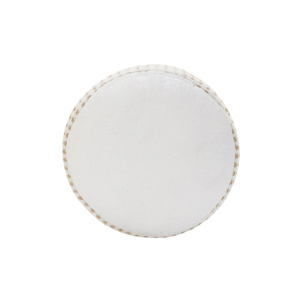 Homeroots 18" White Jute Round Geometric Pouf Ottoman   534099