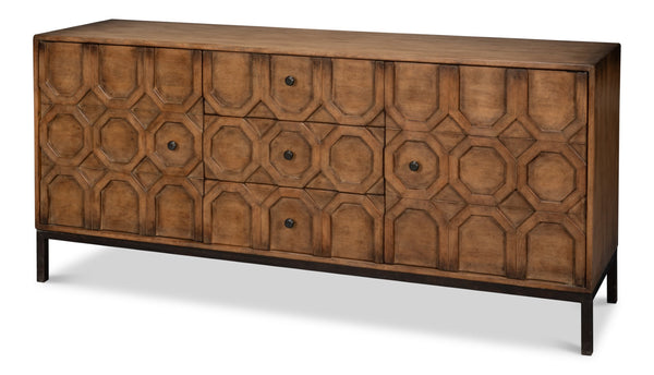 Sarreid Becket Sideboard Brown - Stylish Reclaimed Pine Design With Rich Brown Finish For Modern Homes Brown  53410-2