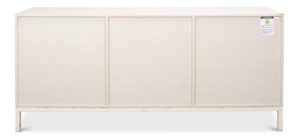 Sarreid Becket Sideboard In Antique White - Stylish Reclaimed Pine Storage For Your Elegant Home Decor White  53410-3